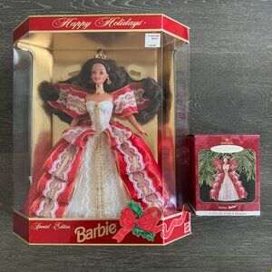 1997 Happy Holidays Barbie Doll with Matching Hallmark Holiday Ornament